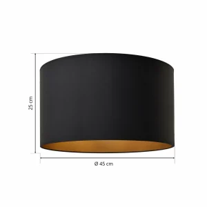 Clearance HELAM Abat-jour Alba, Ø 45 cm, E27, noir/doré
