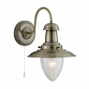 Best Sale Searchlight Applique Fisherman en laiton ancien
