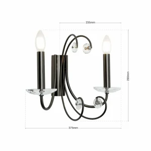 Clearance ORION Applique murale Ariane, couleur nickel, largeur 37,5 cm, cristal