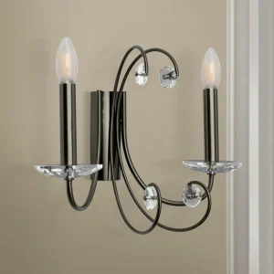 Clearance ORION Applique murale Ariane, couleur nickel, largeur 37,5 cm, cristal