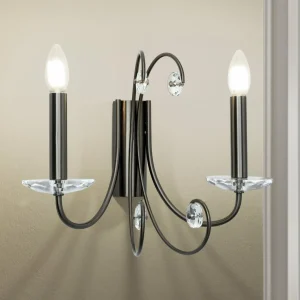 Clearance ORION Applique murale Ariane, couleur nickel, largeur 37,5 cm, cristal