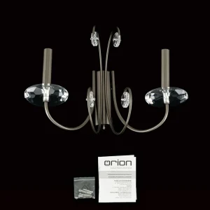 Clearance ORION Applique murale Ariane, couleur nickel, largeur 37,5 cm, cristal