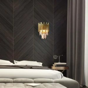 Outlet Eko-Light Applique murale Aspen, métal doré, cristaux de verre, Ø 25 cm