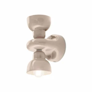 Cheap Ferroluce Applique murale Berimbau, gris sable, à 2 lampes
