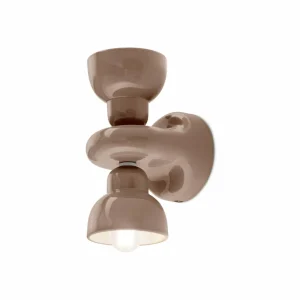 New Ferroluce Applique murale Berimbau, marron, à 2 lampes