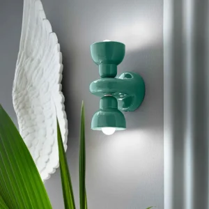 New Ferroluce Applique murale Berimbau, turquoise, à 2 lampes