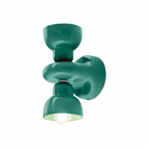 New Ferroluce Applique murale Berimbau, turquoise, à 2 lampes