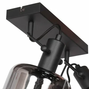 Best Steinhauer Applique murale Glaslic, à 2 lampes, gris fumé, verre, métal