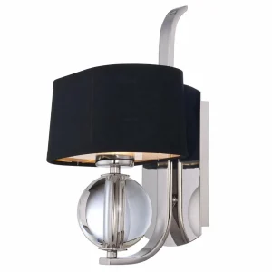 Clearance QUOIZEL Applique murale Gotham, abat-jour en tissu, argent