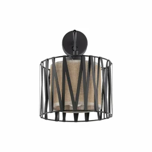 Store TK Lighting Applique murale Harmony, noir, jute Natur, avec interrupteur