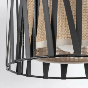 Store TK Lighting Applique murale Harmony, noir, jute Natur, avec interrupteur