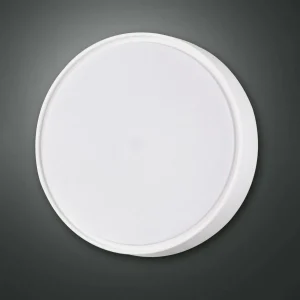 New Fabas Luce Applique murale Hatton, Ø 30 cm, capteur, 2 x E27, blanc, IP65