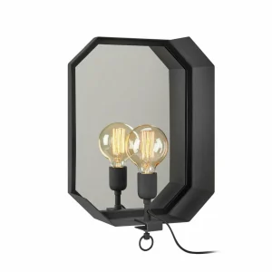 Clearance Markslöjd Applique murale Kogo, noir, miroir, prise, interrupteur