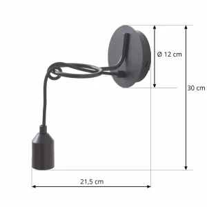 Sale Lindby Applique murale Elira, noir, métal, Ø 10 cm, E27