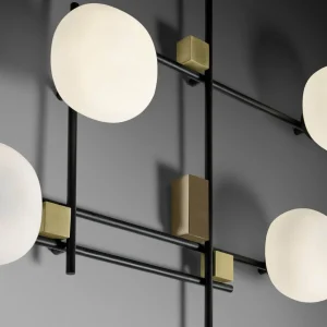 Clearance miloox by Sforzin Applique murale Lingotto, à 5 lampes, blanc/or/noir, verre