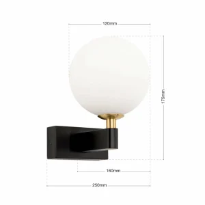 Online ORION Applique murale Mara, noir, verre, hauteur 17,5 cm, G9, IP44