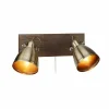 Shop Markslöjd Applique murale Native, à 2 lampes, couleur laiton, bois, fer