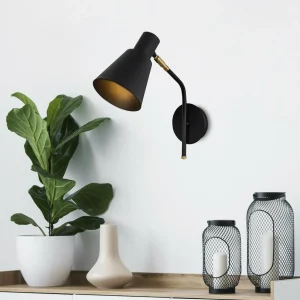 Store Opviq Applique murale Sivani MR-664 à 1 lampe noir/or