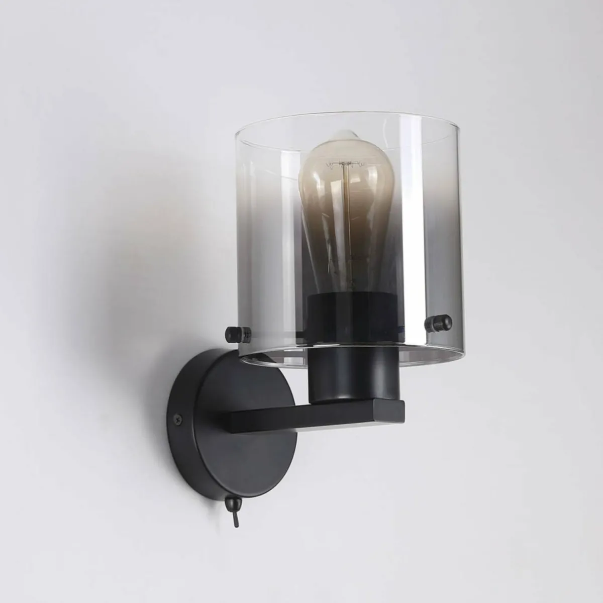 applique_murale_sweden_noirgris_fume___lampe_acier_verre_0.webp Sale Searchlight Applique murale Sweden, noir/gris fumée, à 1 lampe, acier, verre