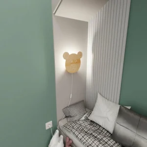New EMIBIG LIGHTING Applique murale Ted, en bois, avec fiche et interrupteur