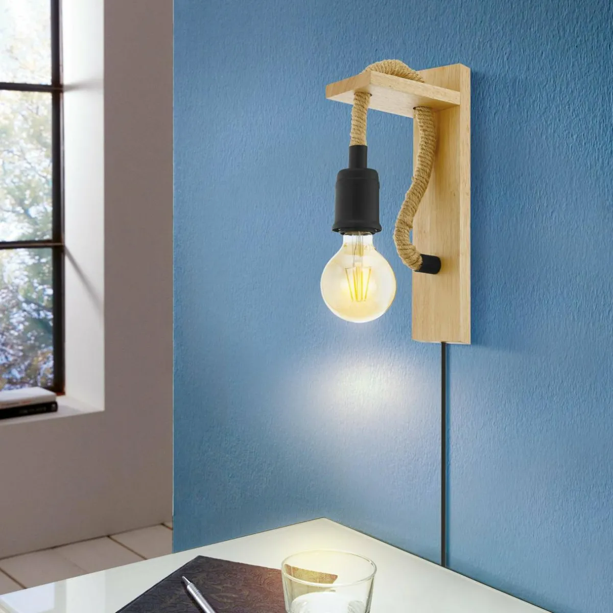 applique_rampside_en_bois_et_cble_sans_abatjour_0.webp Cheap EGLO Applique Rampside en bois et câble, sans abat-jour