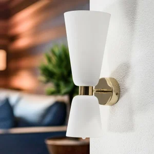Sale Argon Applique Rita, 2 lampes up/down opale mat/laiton