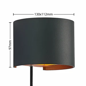 Clearance Arcchio applique murale Zuzana, ronde, noire, fiche, 13 cm