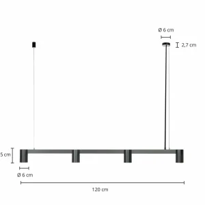 New Arcchio Brinja suspension noire 4 lampes longue