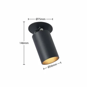 Sale Arcchio spot encastrable Davin, noir, cylindre, set de 3 pièces