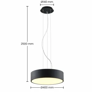 Hot Arcchio Suspension LED Noabelle, noir, 40 cm, métal