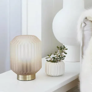 Discount Beacon Lighting Beacon Lampe à poser Clancy, abat-jour en verre blanc, hauteur 17 cm