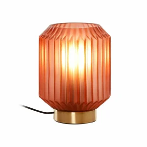 Fashion Beacon Lighting Beacon Lampe à poser Clancy, abat-jour en verre rose, hauteur 17 cm