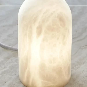 Cheap Beacon Lighting Beacon lampe de table Panton, pierre d'albâtre blanche, hauteur 17,5 cm