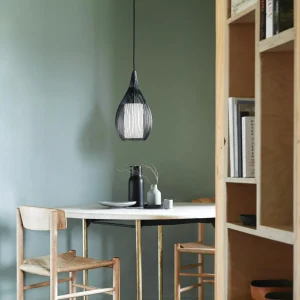 Store Beacon Lighting Beacon Suspension Solis, noir, métal, verre, Ø 19 cm