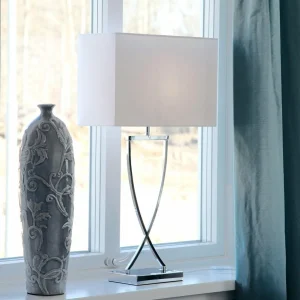 Sale By Rydéns Omega lampe de table chrome/blanc hauteur 69cm