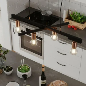 Discount By Rydéns Zeona suspension, noir sable, à 4 lampes