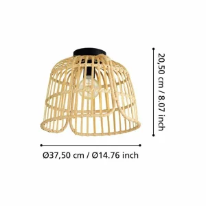 Clearance EGLO Glyneath plafonnier en rotin