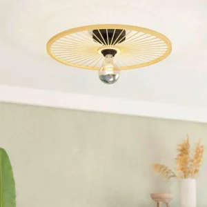 Clearance EGLO Leominster plafonnier abat-jour rond en bois