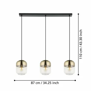 Shop EGLO Maryvilla suspension, dorée/claire, 3 lampes
