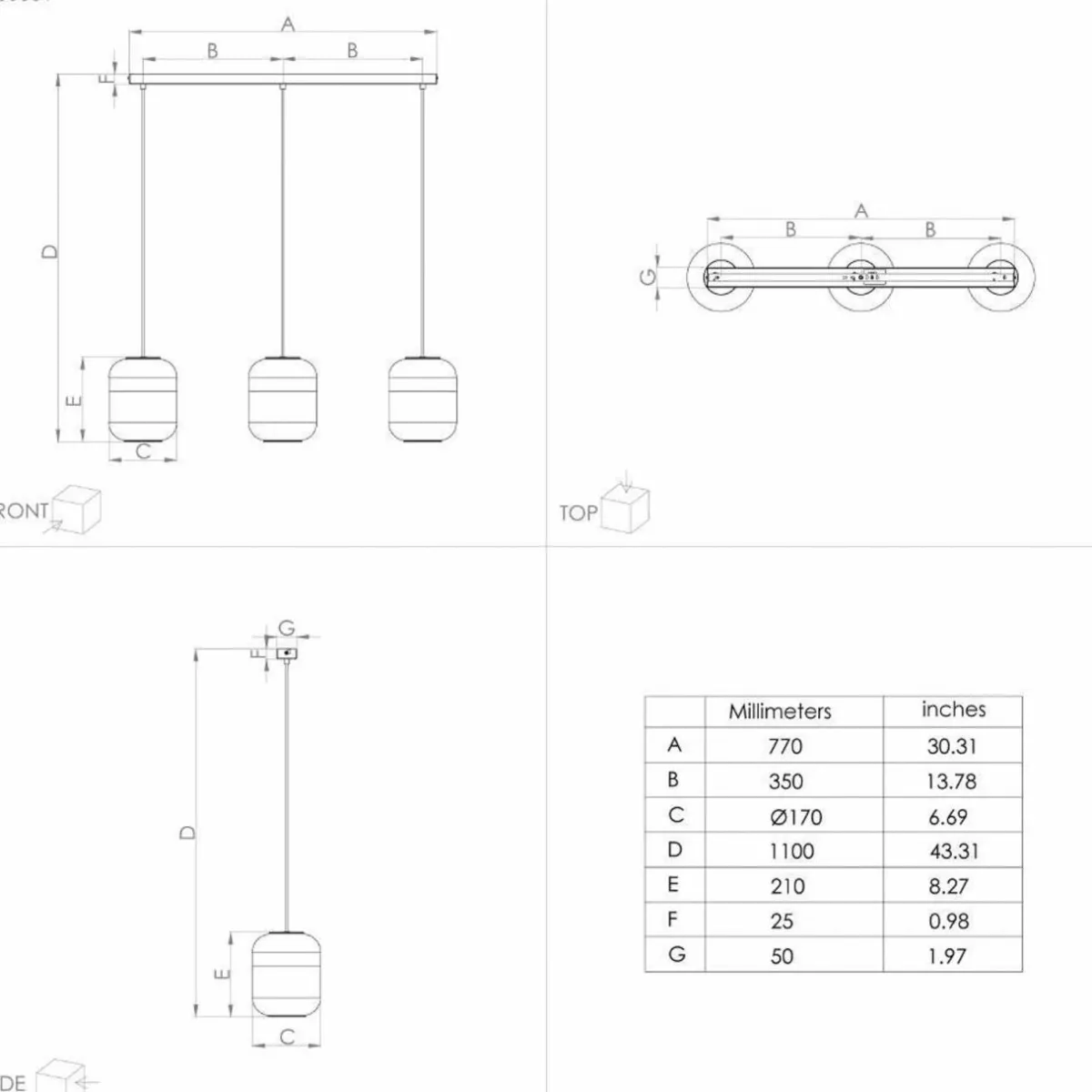 eglo_maryvilla_suspension_doreclaire__lampes_2.webp Shop EGLO Maryvilla suspension, dorée/claire, 3 lampes