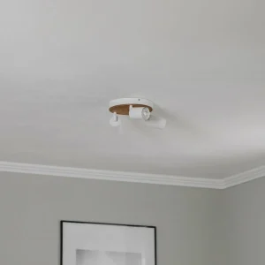 Clearance Envostar Tino spot à 3 lampes rond blanc/bois