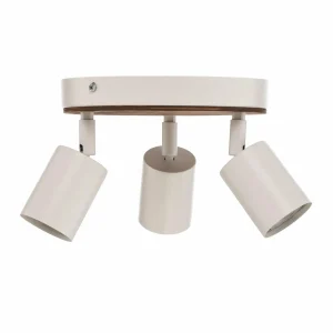 Clearance Envostar Tino spot à 3 lampes rond blanc/bois