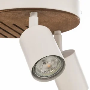 Clearance Envostar Tino spot à 3 lampes rond blanc/bois