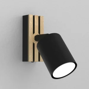 Sale Envostar Tino spot mural à 1 lampe noir/bois