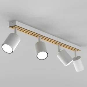 Shop Envostar Tino spot plafond à 4 lampes blanc/bois
