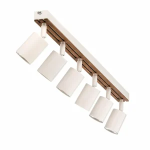 Shop Envostar Tino spot plafond à 6 lampes blanc/bois