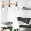 Best Sale Envostar Tisan Suspension bois/verre à 3 lampes