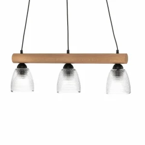 Best Sale Envostar Tisan Suspension bois/verre à 3 lampes