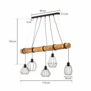 Best Envostar Various suspension, 5 lampes pin naturel