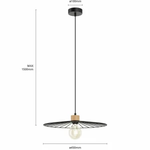 Sale Envostar Yahel suspension, chêne/noir, Ø 45cm